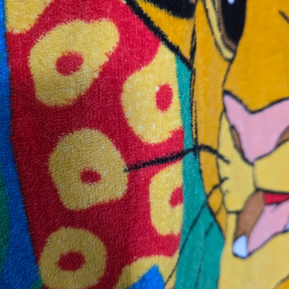 Disney Lion King Beach Towel Simba Vintage 90s Franco Cotton‎ Graphic Blue 57x29